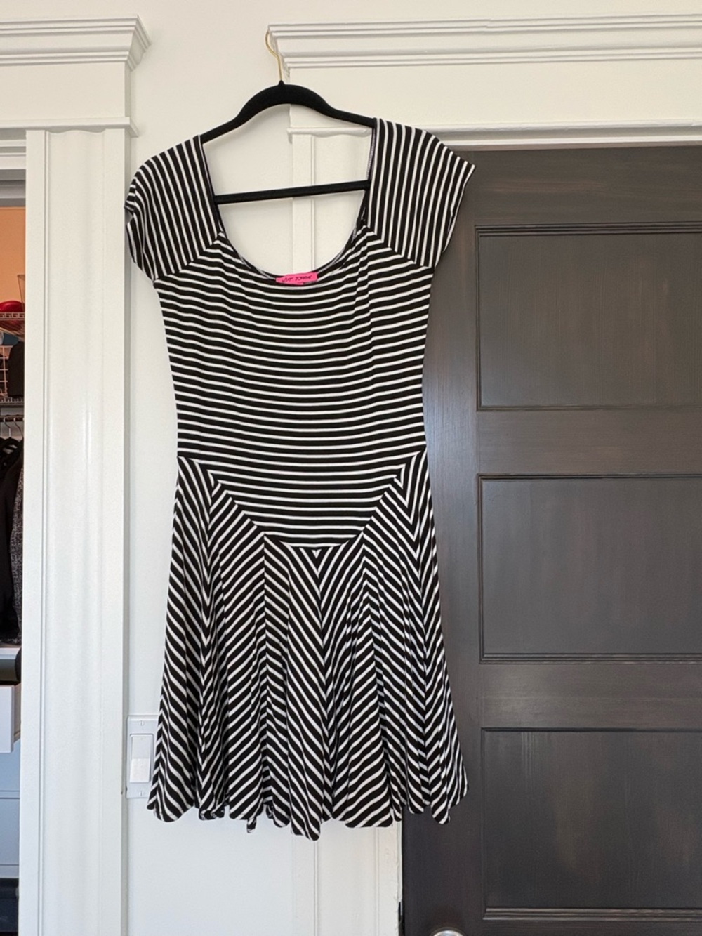 Betsey Johnson Black and White Striped Fit & Flare Dress